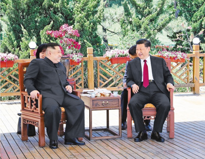 習近平同朝鮮勞動黨委員長金正恩在大連舉行會晤 王滬寧參加有關活動